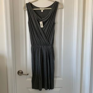 NWT LOFT Gray Cowl Neck Faux Wrap Sleeveless Dress Size XS